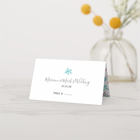 Handkleurige kerstsnowflake Winter Plaatskaartje (Voorkant)