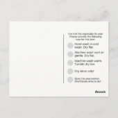 Handknippen met wasinstructies briefkaart (Achterkant)