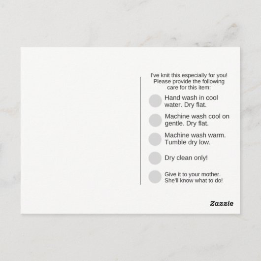 Handknippen met wasinstructies briefkaart (Achterkant)