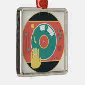 Handkras met vinylplaat-speler metalen ornament (Rechts)