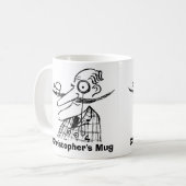 Handle-Bar snor en bel. voeg naam toe. grappig Koffiemok (Voorkant links)