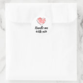 Handle Me With Care - Hart Verzendsticker Ronde Sticker (Tas)