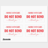 Handle with Care Do Not Bend Warning Rechthoekige Sticker (Vel)
