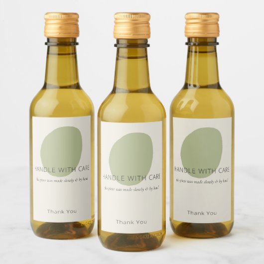 Handle With Care Sage Artisan Fragile Custom Label Wijn Etiket (Flessen)