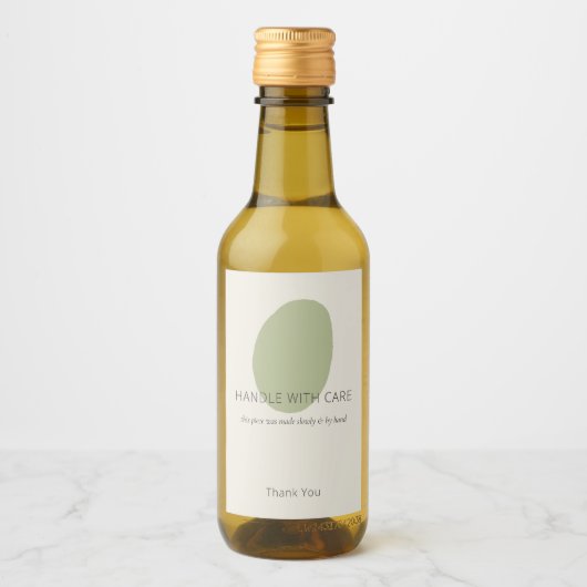 Handle With Care Sage Artisan Fragile Custom Label Wijn Etiket (Voorkant)