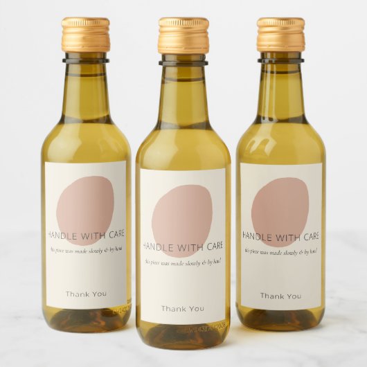 Handle With Care Terracotta Artisan Custom Label  Wijn Etiket (Flessen)