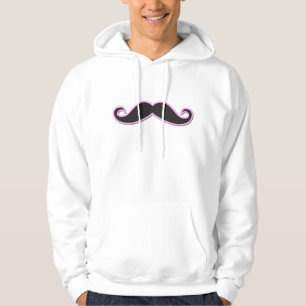 Handlebar Mustache (Curly Mustache) - zwart roze Hoodie