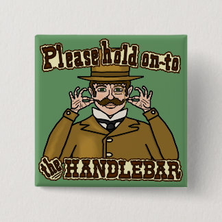 Handlebar Mustache Gentleman Vierkante Button 5,1 Cm