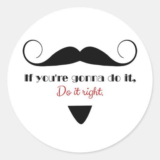  Handlebar Mustache Masculine Stache Ronde Sticker (Voorkant)