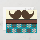 Handlebar Mustache op Retro Achtergrond Briefkaart (Voorkant / Achterkant)