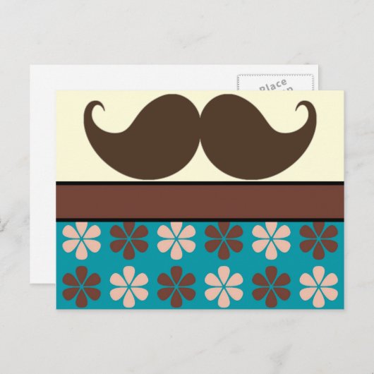 Handlebar Mustache op Retro Achtergrond Briefkaart (Voorkant / Achterkant)