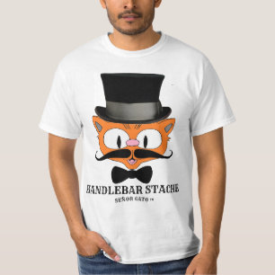 HANDLEBAR STACHE Humoureuze Cartoon Mustache Cat T-shirt