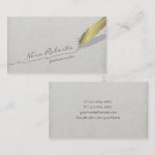 Handleiding met Gold Quill-doether Pen op oud papi Visitekaartje (Voorkant / Achterkant)