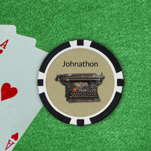 Handleiding Oude  zwarte typemachine op Tan Poker Chips