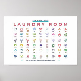 Handleiding Symbolen voor waskamer Horizontaal kle Poster