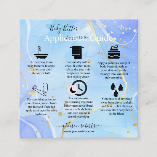 Handleiding voor applicatie body Butter Moderne El Vierkante Visitekaartje (Voorkant)