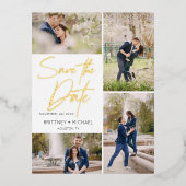 Handletter Folie Collage Save The Date Folie Uitnodiging Briefkaart (Voorkant)