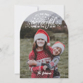 Handlettered Arch-Shaped Custom Photo Holiday Kaar Kaart (Voorkant)