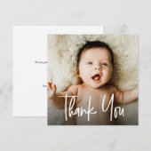 Handlettered Overlay tekst Aangepaste Baby Foto Bedankkaart (Voorkant / Achterkant)
