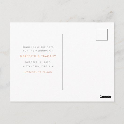 Handlettered Roos Gold Photo Sla de datum op Briefkaart (Achterkant)