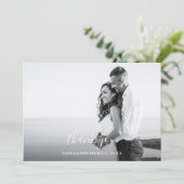 Handlettered trouwfotokaart - witte script bedankkaart (Staand voorkant)