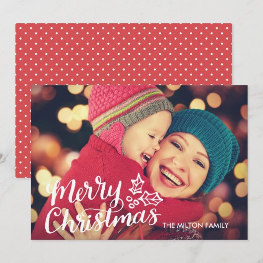 Handlettered Volledige Foto Kerstkaart (Voorkant / Achterkant)