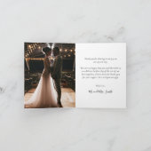 Handletteren Elegante Trouwfoto Dankjewel  Bedankkaart (Binnen)