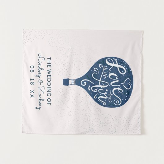 Handletteren Navy Trouwfoto Fotohouding Achtergron Wandkleed (Voorkant (horizontaal))