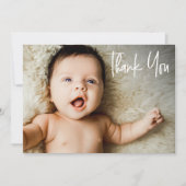 Handlettering Aangepast Baby shower 1 Foto Bedankkaart (Voorkant)