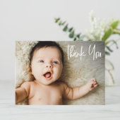 Handlettering Aangepast Baby shower 1 Foto Bedankkaart (Staand voorkant)