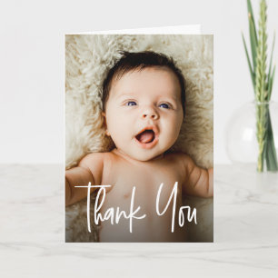 Handlettering Aangepaste baby shower foto modern Bedankkaart