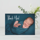 Handlettering Baby Boy Foto baby shower bedankt Aankondiging (Staand voorkant)