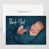 Handlettering Baby Boy Foto baby shower bedankt Aankondiging (Voorkant / Achterkant)