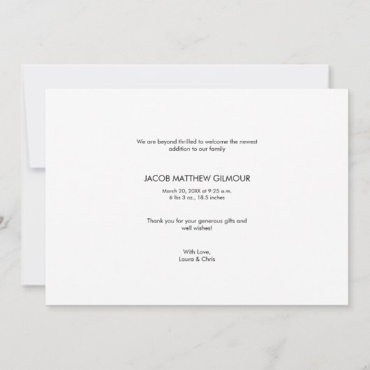 Handlettering Baby Foto baby shower blauw script Aankondiging (Achterkant)