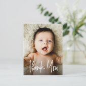 Handlettering Baby Foto Moderne Geboorte Dank je  Briefkaart (Staand voorkant)