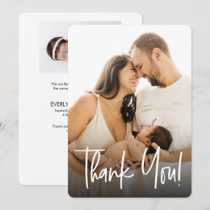 Handlettering Baby Girl - Aangepaste foto's Bedankkaart