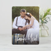 Handlettering Bruiloft Eenvoudig Aangepaste Foto's Bedankkaart (Staand voorkant)