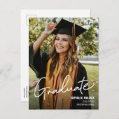 Handlettering Custom Photo High School Afstuderen Aankondigingskaart (Voorkant / Achterkant)