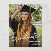 Handlettering Custom Photo High School Afstuderen Aankondigingskaart (Voorkant)