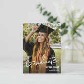 Handlettering Custom Photo High School Afstuderen Aankondigingskaart (Staand voorkant)