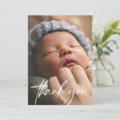 Handlettering Dank je Baby Foto aankondiging (Staand voorkant)