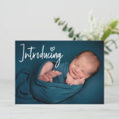 Handlettering De foto van de Baby van de moderne d Aankondiging (Staand voorkant)