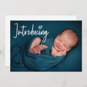 Handlettering De foto van de Baby van de moderne d Aankondiging (Voorkant / Achterkant)
