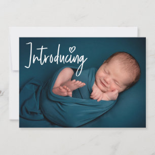 Handlettering De foto van de Baby van de moderne d Aankondiging