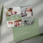 Handlettering Foto Collage Baby shower Groen Bedankkaart<br><div class="desc">Druk uw dankbaarheid uit aan uw dierbaren met deze Handlettering Photo Collage Baby shower Green Thank You Cards. Personaliseer elke kaart met kostbare foto's van uw baby en familie, waardoor u een oprechte en memorabele blijk van waardering creëert. Show uw waardering voor familie en vrienden die u tijdens deze bijzondere...</div>
