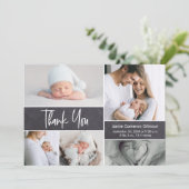 Handlettering Foto Collage Modern Baby shower Bedankkaart (Staand voorkant)