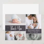 Handlettering Foto Collage Modern Baby shower Bedankkaart (Voorkant / Achterkant)
