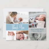 Handlettering Foto's Baby shower Blauw Hartelijk d Aankondiging (Voorkant)
