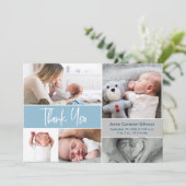Handlettering Foto's Baby shower Blauw Hartelijk d Aankondiging (Staand voorkant)