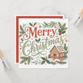 Handlettering Kerst Gingerbread Foto Kaart (Voorkant / Achterkant in situ)